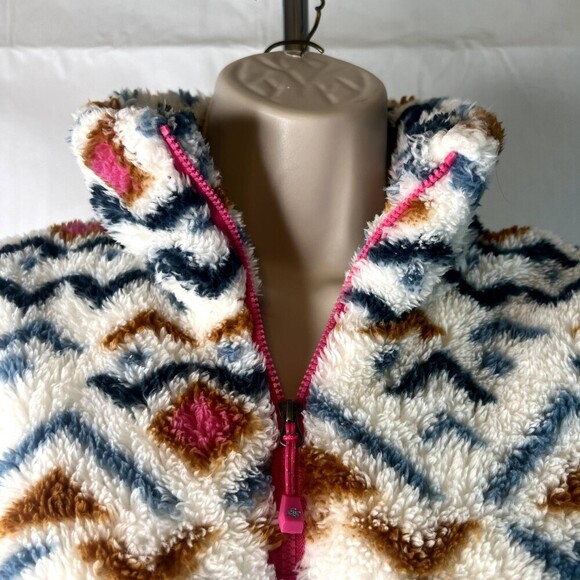 Eddie Bauer Aztec Plush 1/4 Zip Fuzzy Fleece Soft Cozy Pullover Size Small - Picture 3 of 10